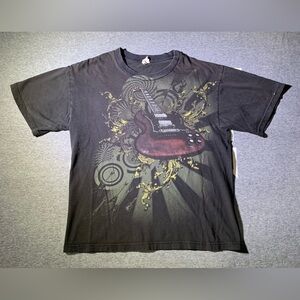 Vintage Guitar Shirt Large Stratocaster Black Cygnus Tag